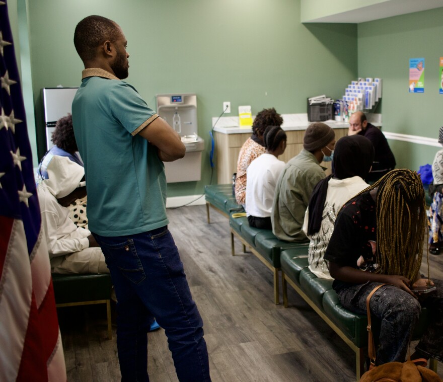 Refugees wait in the lobby to see their case manager at Jewish Vocational Services. The organizations continues to have a steady flow of clients despite what executive director Hilary Singer says is an "unwelcoming" position from the U.S. government.