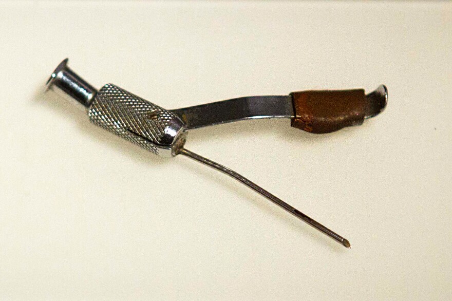 The needle Dr. Yonah Elian used to sedate Adolf Eichmann was displayed at the Museum of the Jewish People in Israel in 2012.