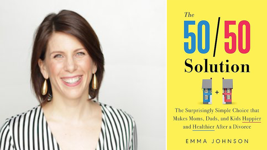 Portrait of woman and yellow book cover