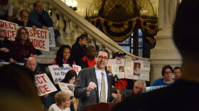 Brett Sholtis / Transforming Health. Rehabilitation & Community Providers Association CEO Richard Edley speaks at the state Capitol Oct. 24, 2019