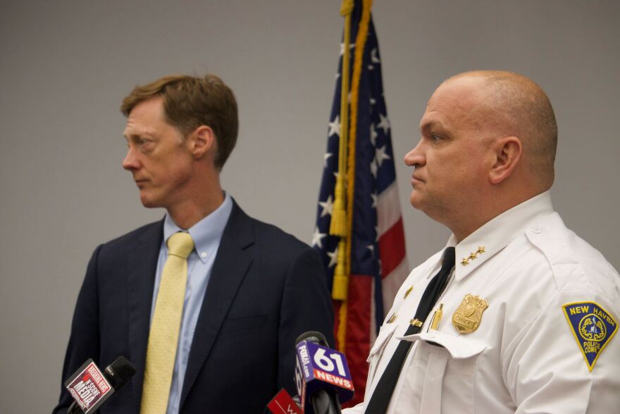 New Haven Mayor Justin Elicker (D) and Police Chief Karl Jacobson.