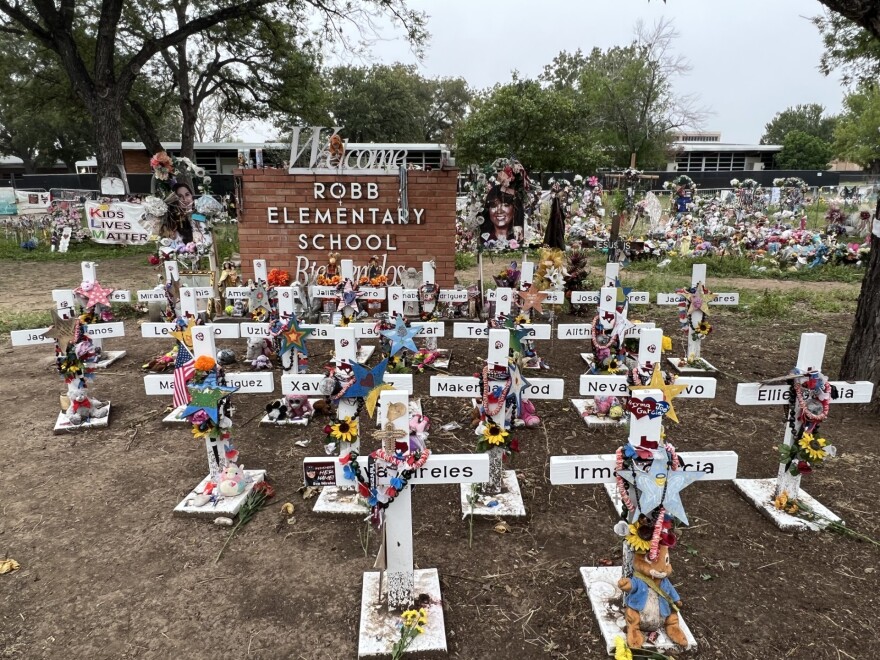 White crosses went up in the immediate wake of the May 24, 2022, shooting that left 19 students and two teachers dead.