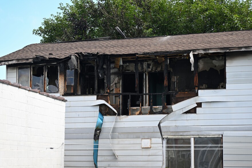 The rear of 77 South Grant Street shows extensive damage.