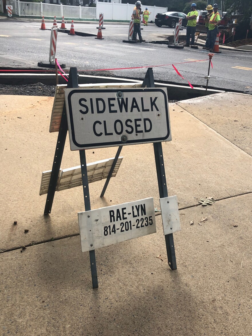 The crosswalk at the corner of Park Avenue and North Atherton Street will be closed for construction until the end of September.