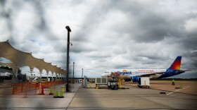 An Allegiant Air airplane at the South Terminal of Austin-Bergstrom International Airport