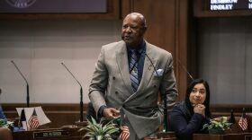 Sen. James Manning Jr., X-X, at the Oregon Legislature on Feb. 12, 2024.