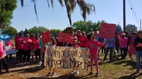 Dozens march in Wimauma, Florida, to celebrate Women's History Month and the contributions of women farmworkers on March 23.