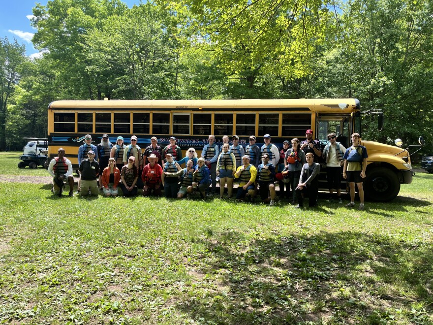 Paddlers line up for a photo before heading to the Lehigh River.