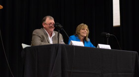 Timmy French, left, is running for the Senate of Virginia on the Republican ticket; Emily Scott is running as a Democrat.