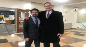 Jim Malatras, left, of New York State Complete Count Commission stands with Bob Duffy, CEO and president of Greater Rochester Chamber of Commerce.