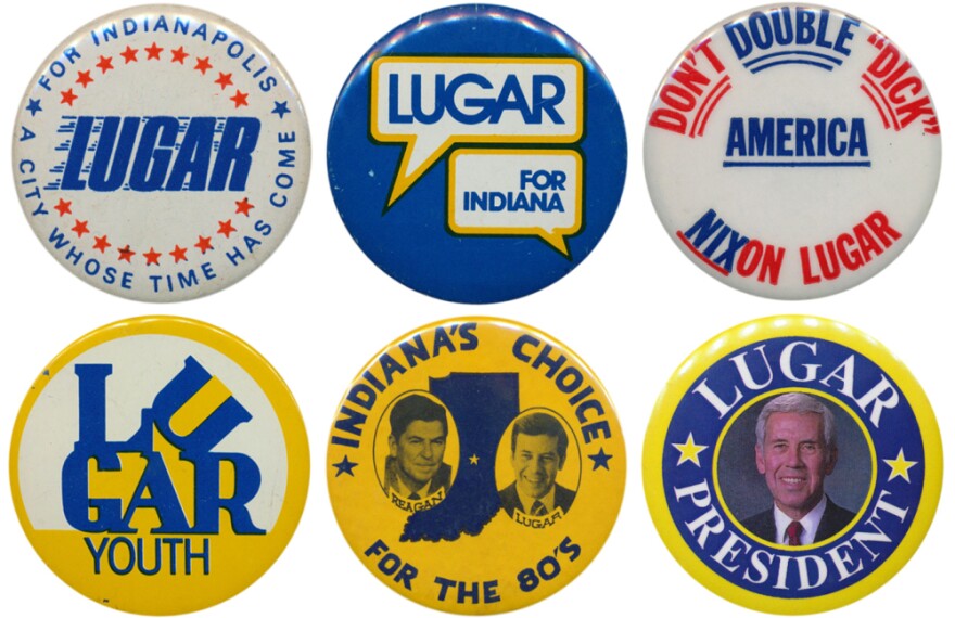 Lugar's career in buttons: (1) first elected mayor of Indianapolis in 1967; (2) challenged Sen. Birch Bayh in 1974, but (3) running in a year when Watergate put Republicans on the defensive, and tarred as "Richard Nixon's favorite mayor," he lost; (4) came back in 1976 and trounced Sen. Vance Hartke; (5) was a VP hopeful in 1980; (6) made a brief bid for the GOP presidential nomination in 1996.