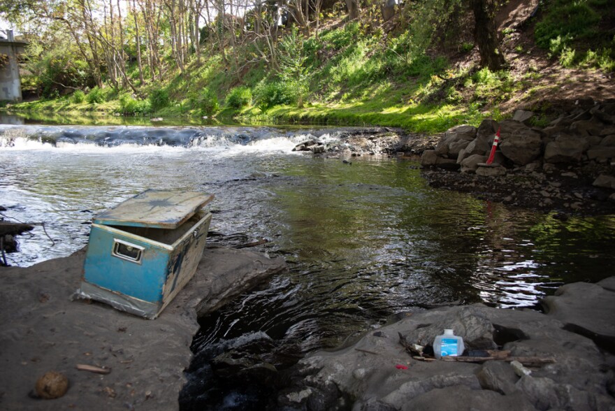 With no where else to go, many unsheltered people have taken to camping near the Bear Creek Greenway in Jackson County during the coronavirus pandemic.