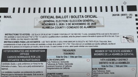 An official Alameda County mail-in ballot for the November 2026 elections.