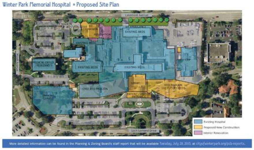 Winter Park Memorial Hospital plans to add 160 hospital beds in a five-story tower, and add to the ER.