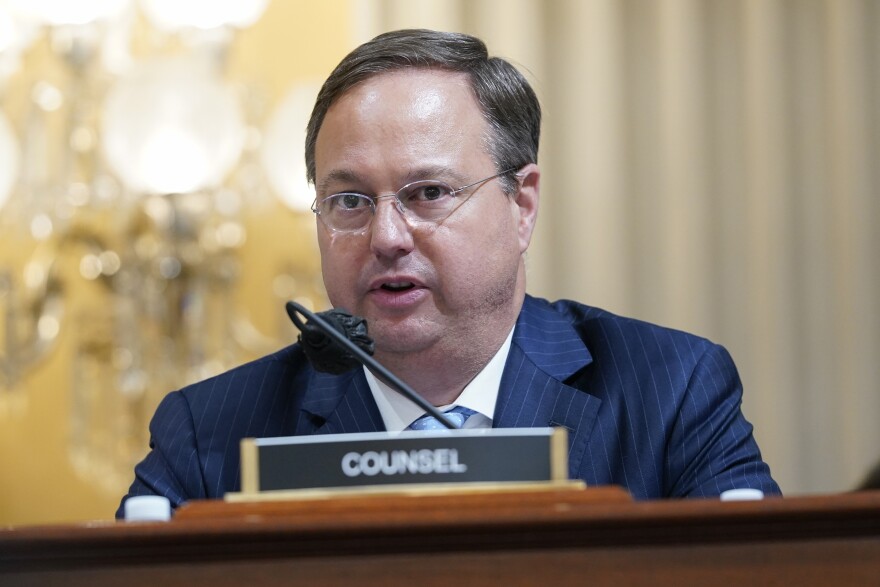 John Wood, committee investigative staff counsel, at the House select committee investigating the Jan. 6, 2021, attack on the Capitol hearing at the Capitol in Washington, June 16, 2022. An effort is underway in Missouri to get Wood to run as an independent for U.S. Senate.