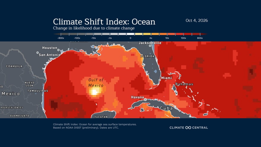 Climate shift index view of the Gulf and Florida