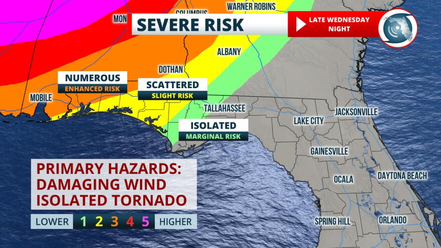 Late Wednesday Night Severe Weather Map