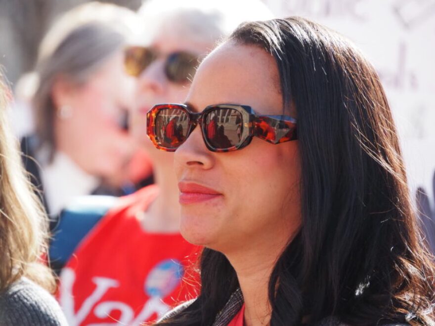 Oklahoma City AFT President Torie Luster Pennington attends a Public Schools Day rally on Feb. 25 in front of the state Capitol in Oklahoma City.