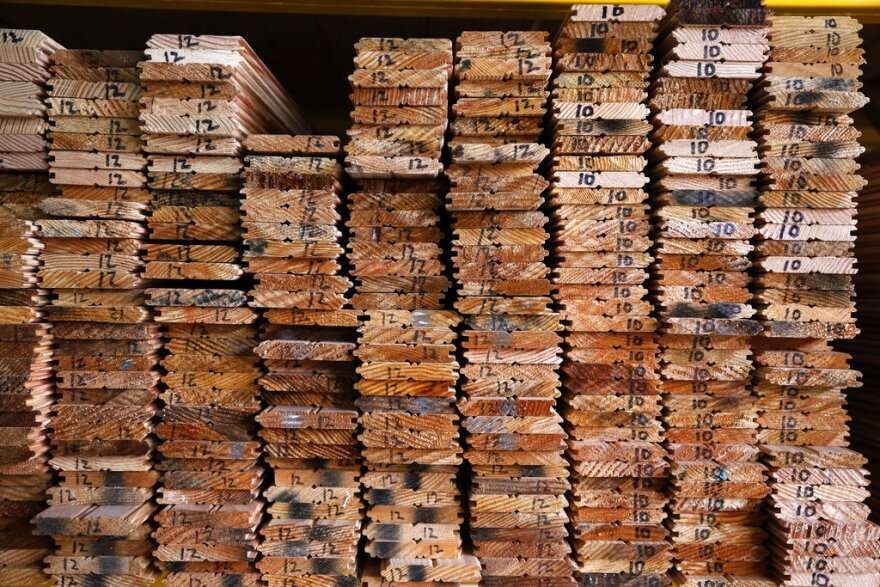 This is a pile of hardwood at Allegheny Millwork and Lumber Company in Pittsburgh, Tuesday, March 31, 2015. (AP Photo/Gene J. Puskar)