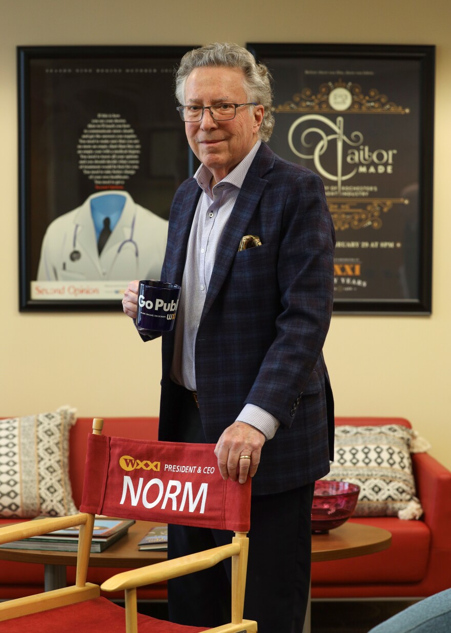 Norm Silverstein, President & CEO of WXXI Public Media, in his office in Rochester. Silverstein has over seen one of New York's leading public television, radio and online educational institution for 28 years. (photo by Max Schulte)