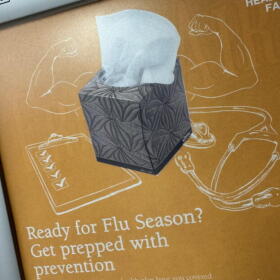A poster in Juneau’s Dimond Courthouse on Friday, Sept. 18, 2026, advises anti-flu measures.