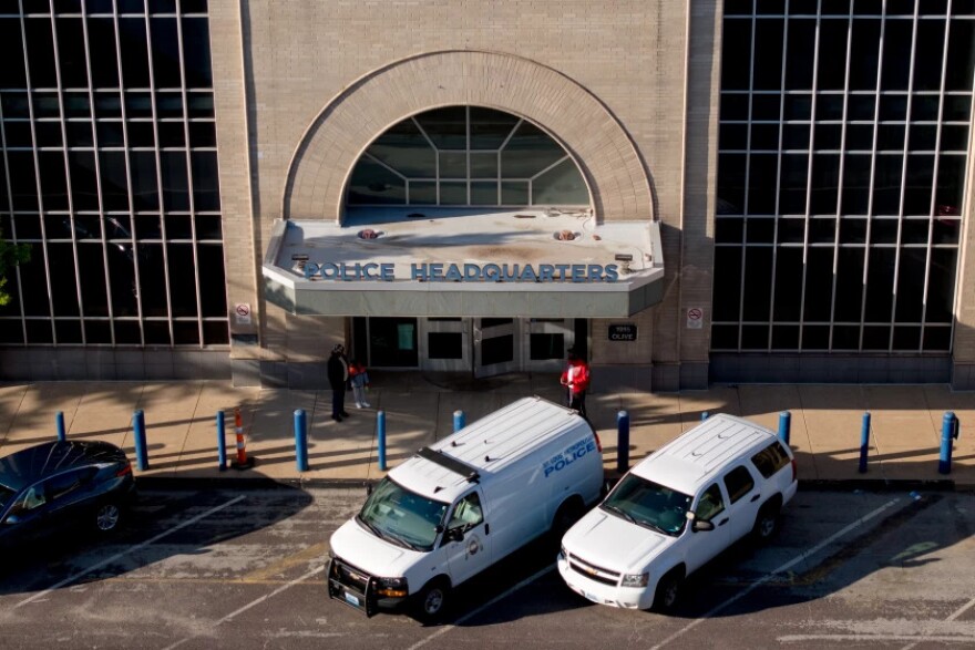 Outside view of the St. Louis Police Department headquarters. 