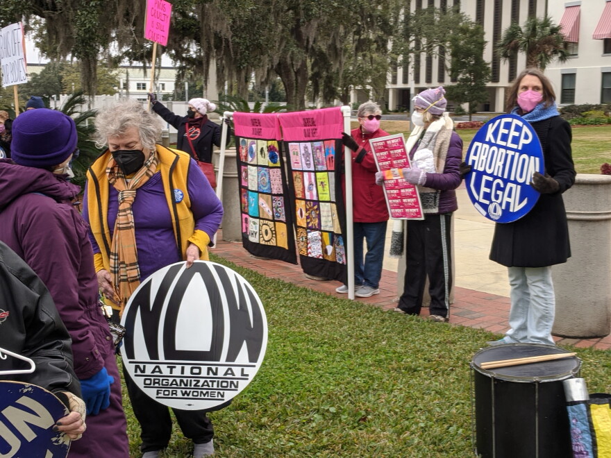  Demonstrators gathered in front of the Historic Capitol to show their support for the 1973 U.S. Supreme Court decision