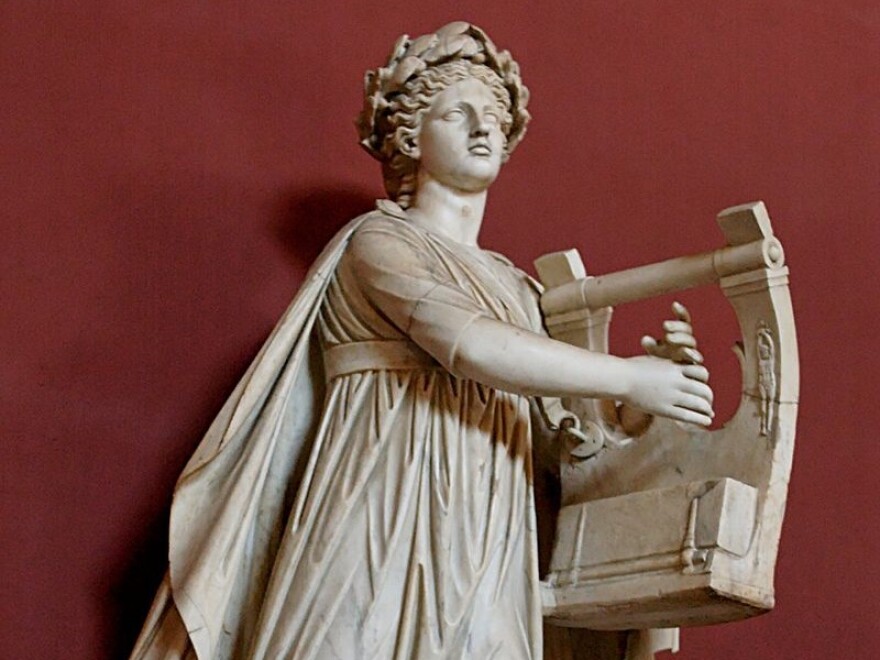 This classic statue depicts Apollo with the concert lyre, the eleven stringed cithara.