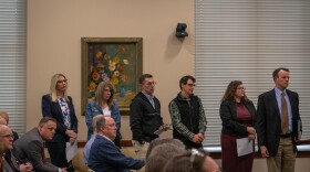 State employees line up to testify before the Senate Revenue and Taxation Committee, Feb. 11, 2026. They were all there to speak, some in favor, others against, the changes to their paid time off under a new bill.