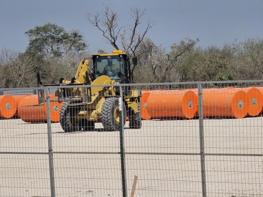 The staging area for border buoys set to be deployed to the Rio Grande