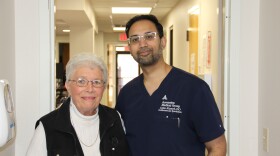 Pensacola resident Carolyn Caplinger and Dr. Asim Ahmed, electrophysiologist and cardiologist with Ascension Sacred Heart Pensacola.