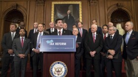 In this Wednesday, Sept. 27, 2017, file photo, Speaker of the House Paul Ryan, R-Wis., at podium, speaks about the Republicans' proposed rewrite of the tax code for individuals and corporations, at the Capitol in Washington. (J. Scott Applewhite/AP)