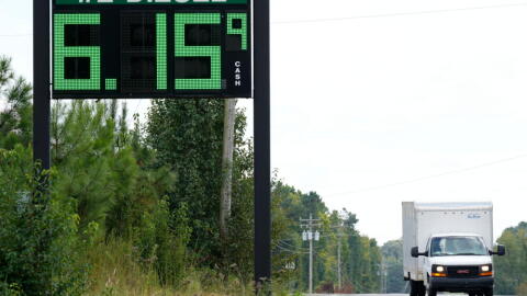 Fuel prices are displayed outside a truck stop Friday, Sept. 4, 2026, in Fairview, Tenn. (George Walker IV/AP)
