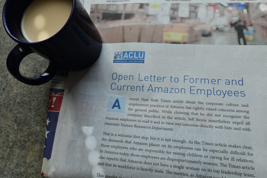 The ACLU placed a full-page ad in the Seattle TImes.