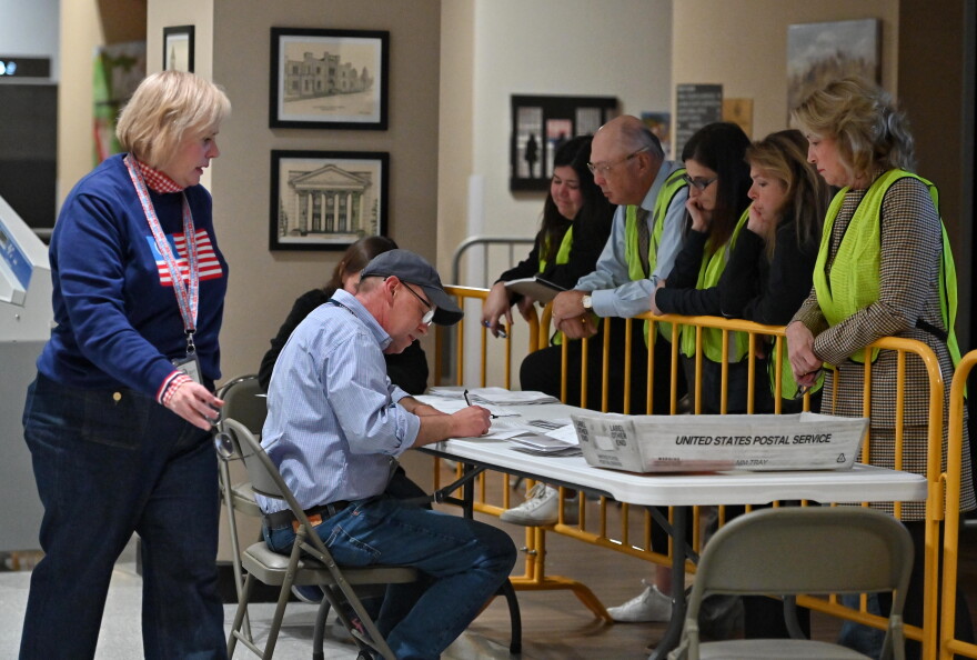  Vote watchers observe as mail-in ballots are counted in Scranton, Pa.