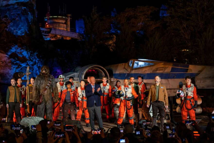 The ride features Daisy Ridley, John Boyega, Oscar Isaac, and Adam Driver. Photo: Walt Disney World Parks Twitter