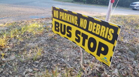 The Santa Rosa County School District put established put up signs to denote over 170 temporary bus stops to facilitate the reopening of schools in the aftermath of Hurricane Isaias.