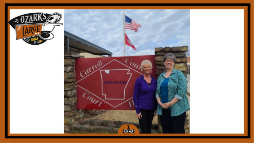 Newly appointed Carroll County Judge Ronda Griffin stands with County Clerk, Donna Doss at the Eastern District County Courthouse in Berryville.