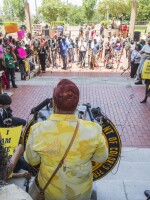 Louisiana state Rep. Patricia Haynes Smith speaks during a rally at City Hall on Friday in Baton Rouge, La. The local NAACP is calling for a boycott of Walmart and two local shopping malls.