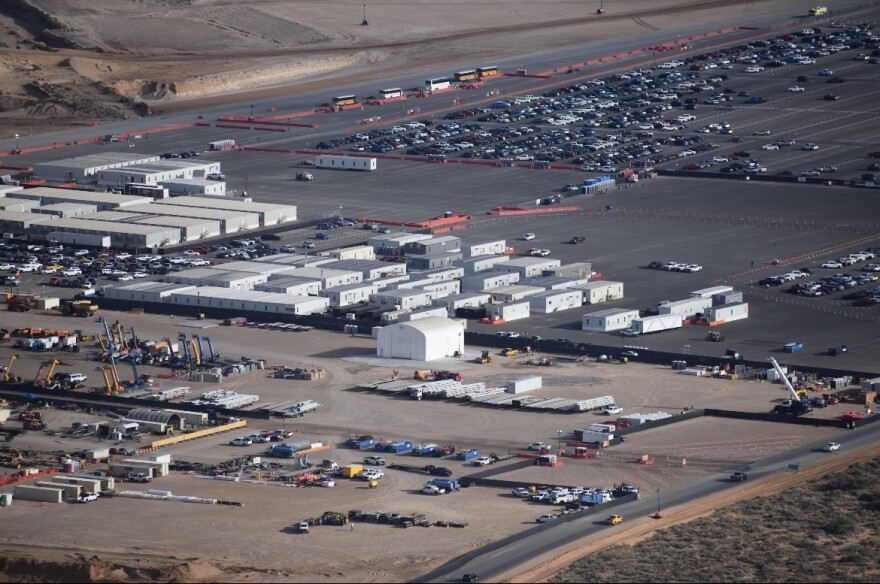 Aerial photos taken on June 26, 2026, show the construction site for Project Jupiter, the Oracle and OpenAI data center project planned for southern New Mexico. (Courtesy of Alexa Reynaud, Food & Water Watch, with aerial support provided by LightHawk)