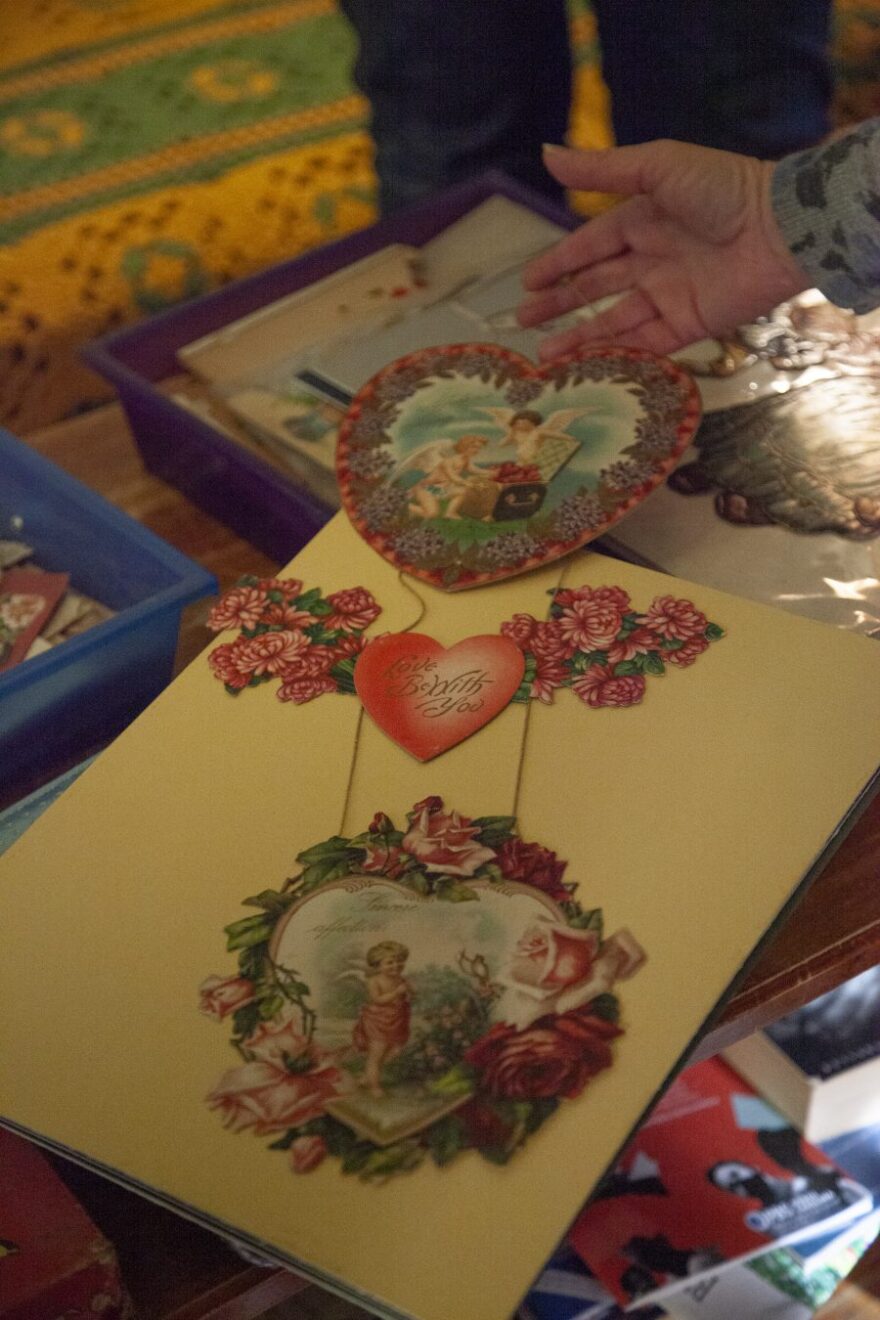 Jolene showcases a Valentine’s Day piece from artists like Ester Howland and Frances Brundage, “One of the crazy things about this is the valentines we remember are the school ones we exchange. But some of these ones would cost $50 back in 1870.