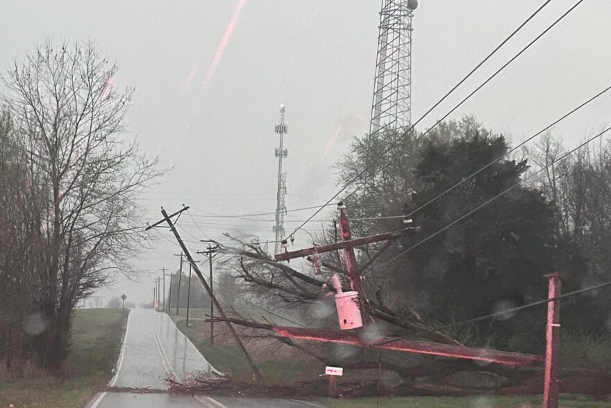 Some roads in Bartholomew County were closed off Sunday evening from downed power lines. 
