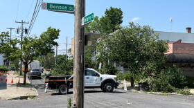 Thursday's storm took a tree down near Ontario & Benson Streets, slightly damaging a home along the block.