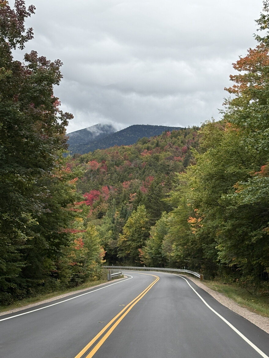 The first pops of color coming in on the trees along the Kancamagus Highway on Sept. 20, 2026.