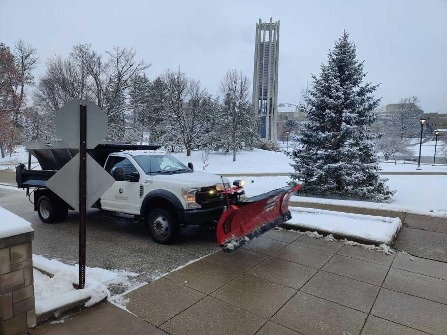Heavy snow caused delays on campus and in Bloomington over the weekend.