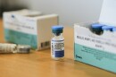 FILE - Vials for the measles, mumps and rubella vaccine are displayed at a clinic in Lubbock, Texas, on Feb. 26, 2025. (AP Photo/Mary Conlon, File)