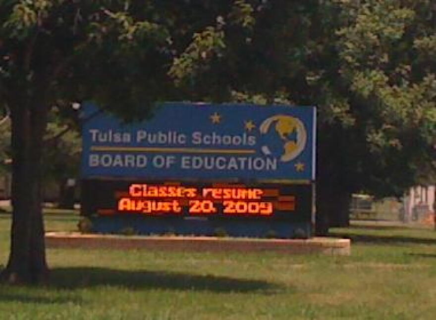 The sign out front of the Tulsa Education Service Center.