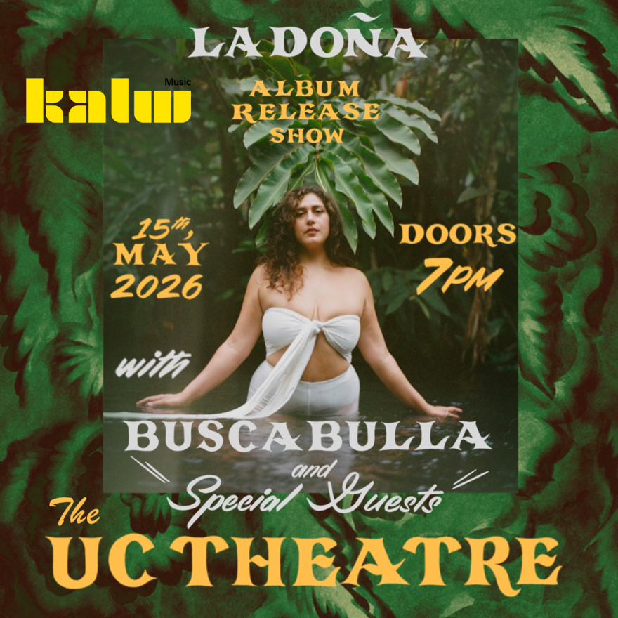 A flyer for a La Doña and Buscabulla concert at the UC Theatre.