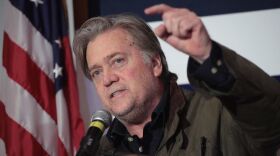 Former White House chief strategist Steve Bannon speaks at a rally on Monday night in Alabama in support of candidate Roy Moore.