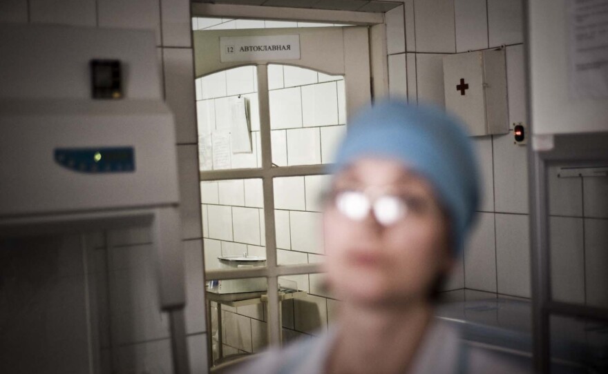 Microbiologist Silivanova Olga heads the medical laboratory at the facility. The prison system has a partnership with a nonprofit to treat inmates here for drug-resistant tuberculosis.
